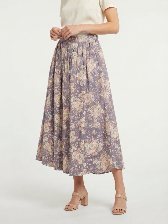 Our Spare Change Dresses & Skirts - Spare Change California Maxi Skirt Vintage Pleated Floral Purple Medium